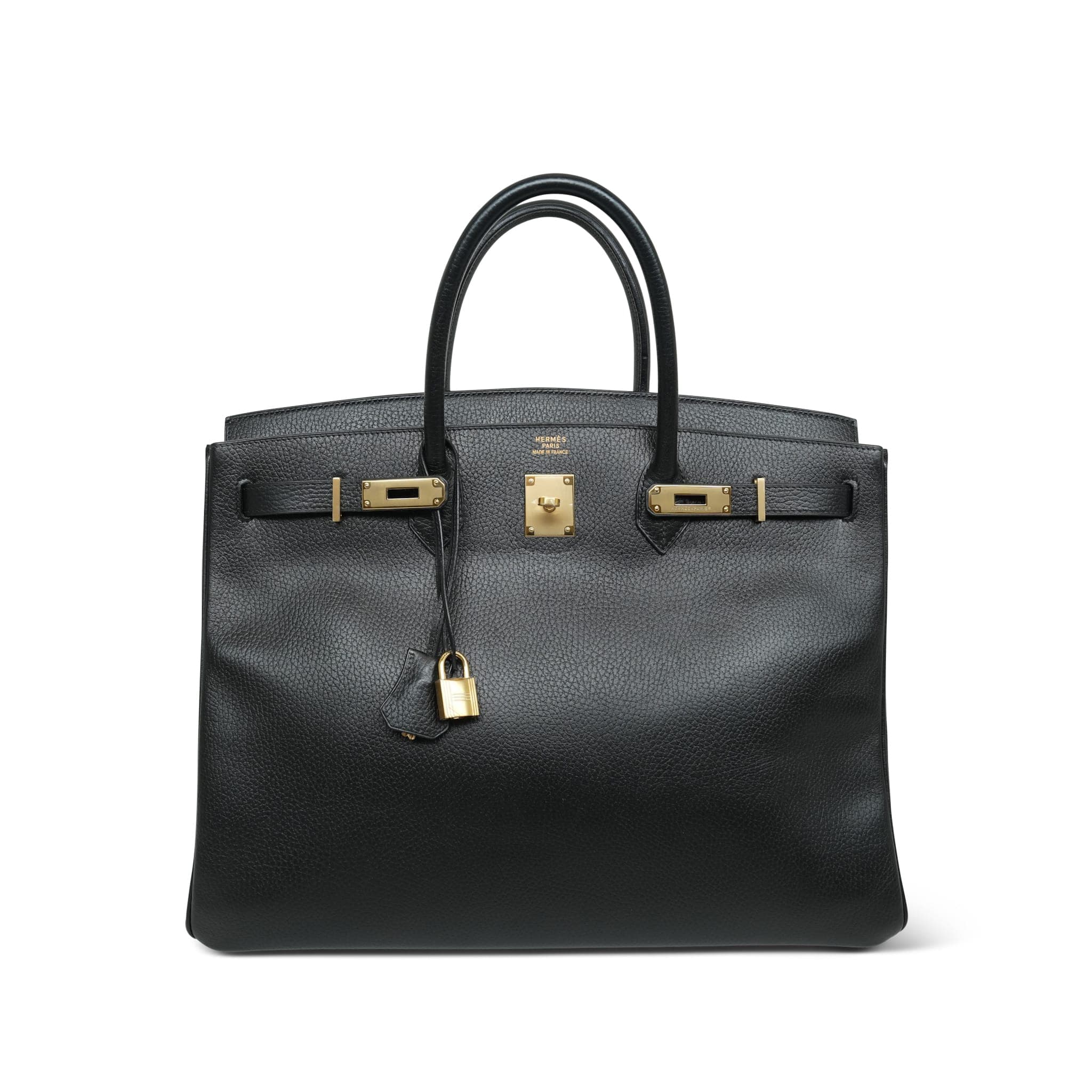 Hermes Birkin 40 Black Ardennes Gold Plated Y Circle Stamp